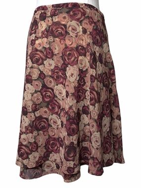 Vintage 90s Express Rose Floral Print Pink Tiered A Line Mini Skirt Coquette